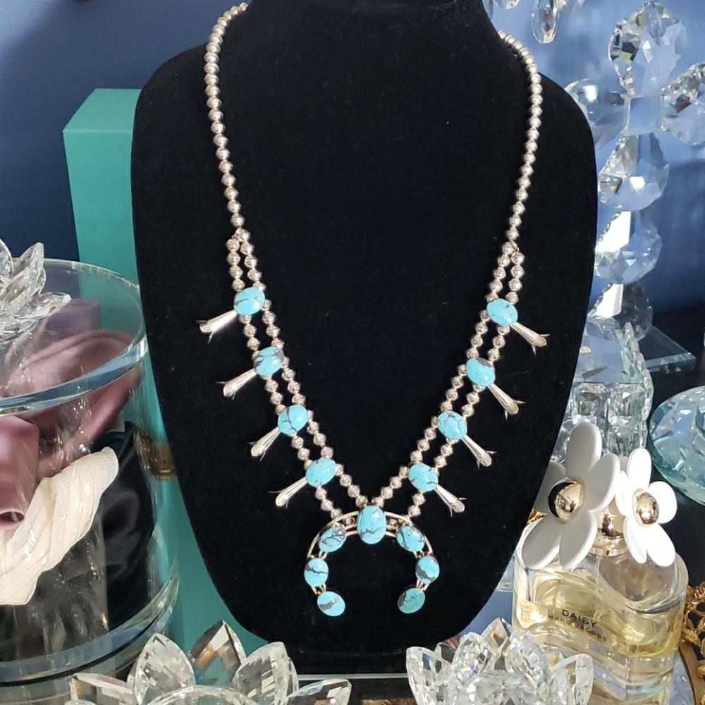 Genuine Kingman turquoise sterling silver